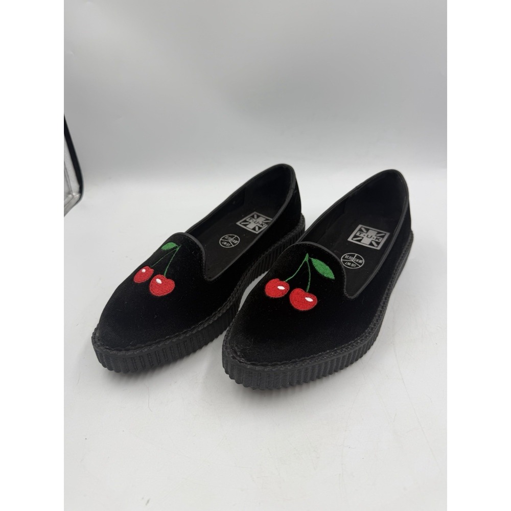 TUK Viva Mondo Black Velvet Creepers Shoes Platforms Goth Punk Rockabilly W7/M5